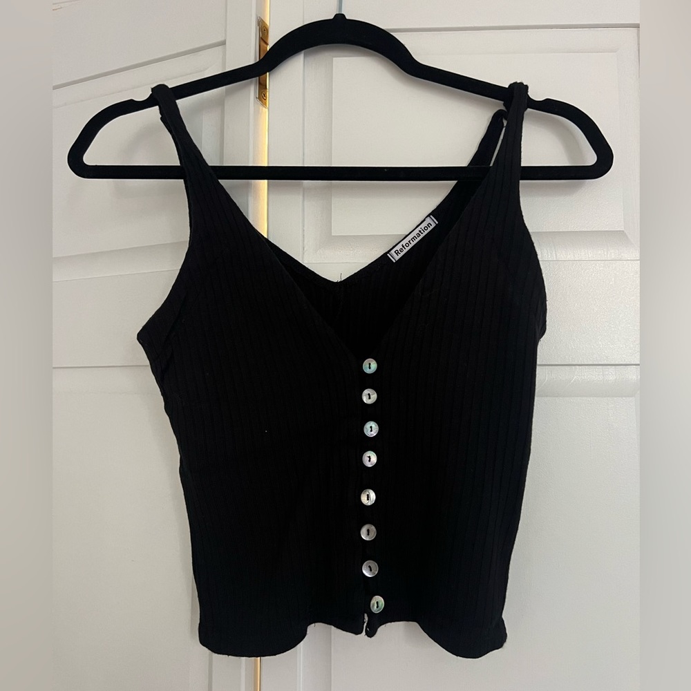 Reformation ribbed button up tanks (2 pack)